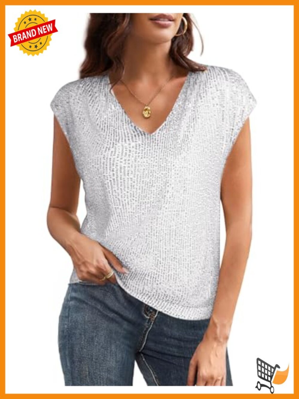 Sparkly Sequin V Neck Glitter Party Top Short Sleeve Cocktail Blouse
